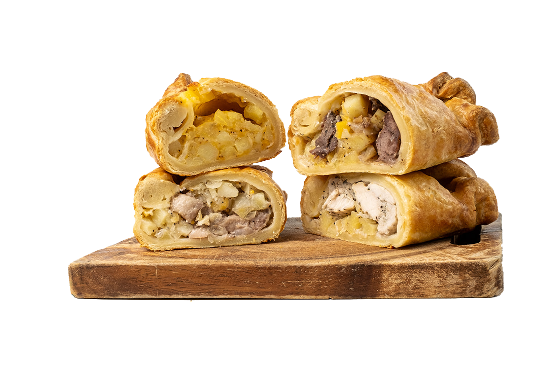 Four assorted Cornish pasty flavours from Ansum Pasty Co.