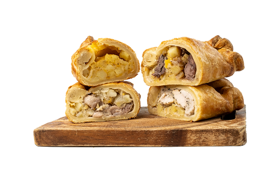 Four assorted Cornish pasty flavours from Ansum Pasty Co.